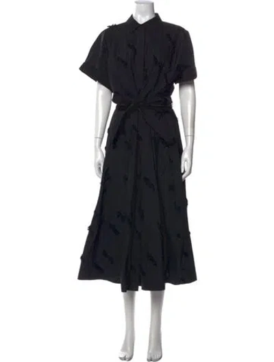 Pre-owned Lafayette 148 Patterned Midi Length Dress In Black