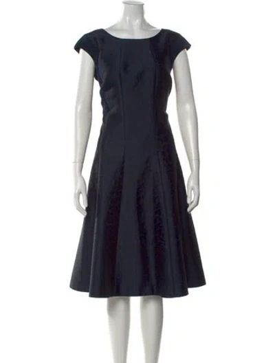 Pre-owned Lafayette 148 Patterned Midi Length Dress In Blue