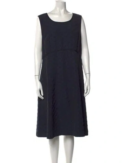 Pre-owned Lafayette 148 Patterned Midi Length Dress In Blue