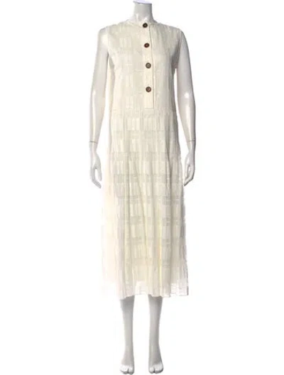 Pre-owned Lafayette 148 Patterned Midi Length Dress In Neutral