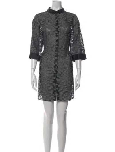 Pre-owned Lafayette 148 Patterned Mini Dress In Black