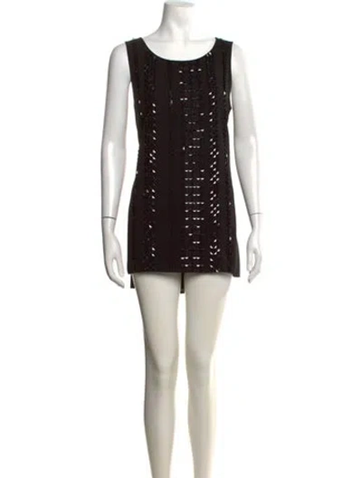 Pre-owned Lafayette 148 Patterned Mini Dress In Black
