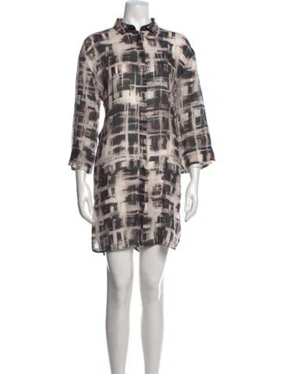 Pre-owned Lafayette 148 Patterned Mini Dress In Black