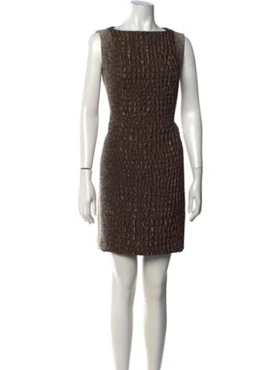 Pre-owned Lafayette 148 Patterned Mini Dress In Brown/neutrals