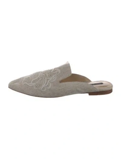 Pre-owned Lafayette 148 Patterned Mules In Grey