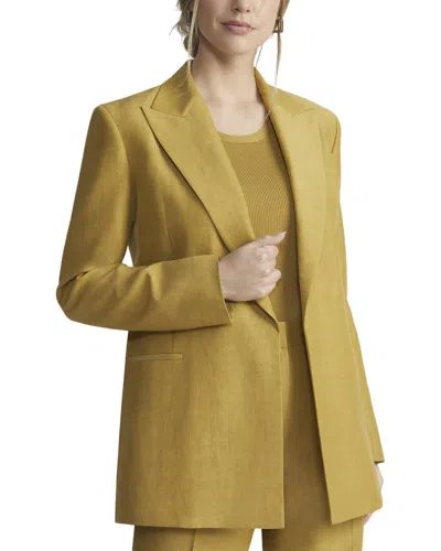 Lafayette 148 Peak Lapel Linen-blend Blazer In Yellow