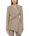 Lafayette 148 New York Slim Fit Responsible Stretch Wool Wrap Blazer In Brown