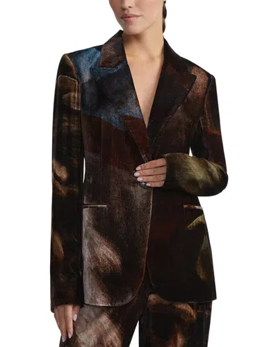 Lafayette 148 Peak Lapel Tailored Silk-blend Blazer In Multi
