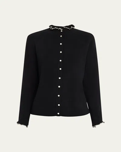 Lafayette 148 Pearl-button Cashmere Cardigan In Black