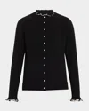 Lafayette 148 Pearl-button Cashmere Cardigan In Black