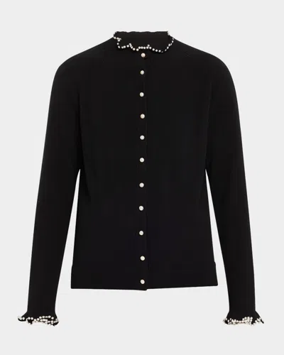 Lafayette 148 Pearl-button Cashmere Cardigan In Black