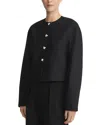 Lafayette 148 Pearlescent-button Crewneck Jacket In Black
