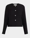 Lafayette 148 Pearlescent-button Crewneck Jacket In Black