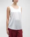 Lafayette 148 Perla Luxe Reversible Silk Charmeuse Shell In Cloud