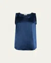 Lafayette 148 Perla Luxe Reversible Silk Charmeuse Shell In Lido Blue