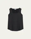 Lafayette 148 Perla Luxe Reversible Silk Charmeuse Shell In Paper Blue