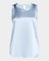 Lafayette 148 Perla Luxe Reversible Silk Charmeuse Shell In Paper Blue