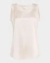 Lafayette 148 Perla Luxe Reversible Silk Charmeuse Shell In Pearl