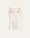 Lafayette 148 Perla Luxe Reversible Silk Charmeuse Shell In Pearl