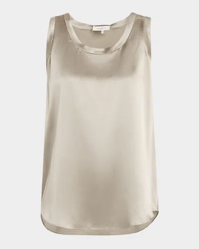 Lafayette 148 Perla Luxe Reversible Silk Charmeuse Shell In Pencil Grey