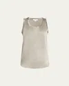 Lafayette 148 Perla Luxe Reversible Silk Charmeuse Shell In Neutral