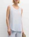 Lafayette 148 Reversible Silk Top In Seawater