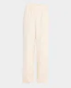 Lafayette 148 Perry Wide-leg Stretch Silk Pants In Raffia
