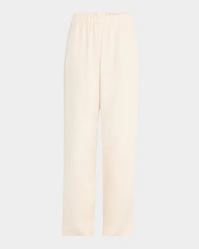 Lafayette 148 Perry Wide-leg Stretch Silk Pants In Raffia
