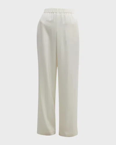 Lafayette 148 Perry Wide-leg Stretch Silk Pants In White