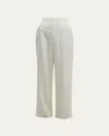 Lafayette 148 Perry Wide-leg Stretch Silk Pants In Ivory