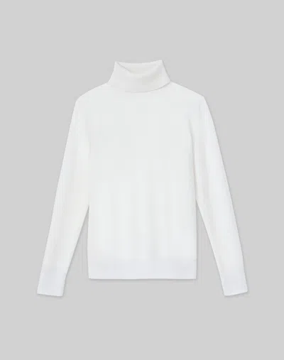 Lafayette 148 Petite Cashmere Fitted Turtleneck Sweater In Cloud