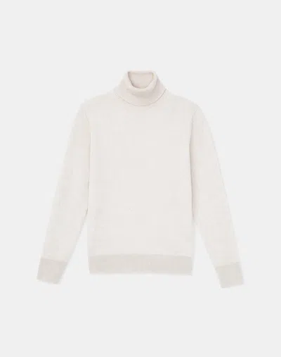 Lafayette 148 Petite Cashmere Fitted Turtleneck Sweater In Oatmeal Melange