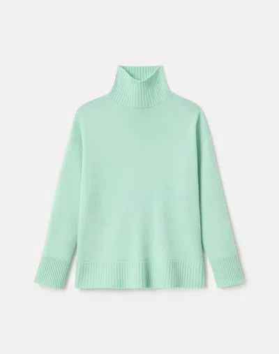 Lafayette 148 Petite Cashmere Long Sleeve Turtleneck Sweater In Aurora Green