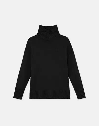 Lafayette 148 Petite Cashmere Long Sleeve Turtleneck Sweater In Black