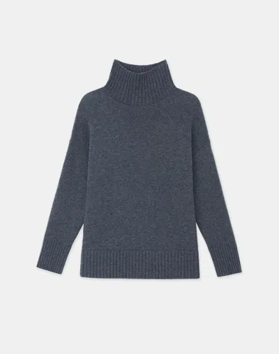 Lafayette 148 Petite Cashmere Long Sleeve Turtleneck Sweater In Gray