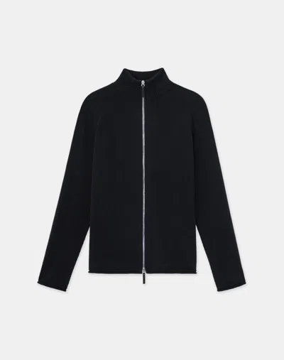 Lafayette 148 Petite Cashmere Zip Front Cardigan In Black