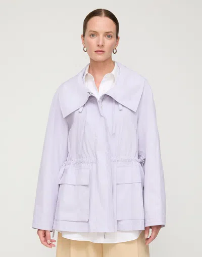 Lafayette 148 Petite Cotton Drawstring Oversized Utility Jacket In White