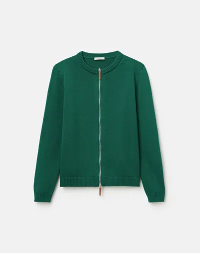 Lafayette 148 Petite Cotton Silk Crewneck Bomber Cardigan In Green