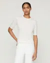 Lafayette 148 Petite Cotton Silk Short Sleeve Pullover Sweater In Cloud