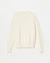 Lafayette 148 Petite Cotton-silk Tape Crewneck Sweater In White