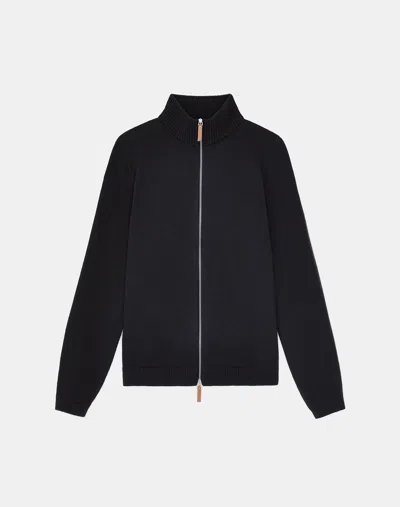 Lafayette 148 Petite Cotton-silk Tape Knit Bomber In Black