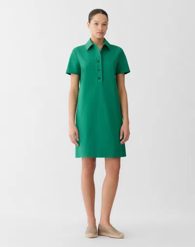 Lafayette 148 Petite Cotton Stretch Twill Short Polo Dress In Green
