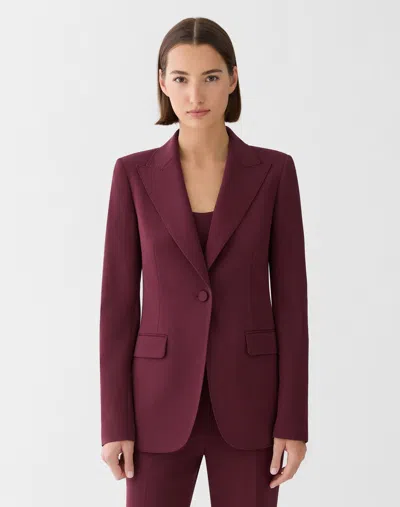 Lafayette 148 Petite Crepe Fitted Single Button Blazer In Burgundy
