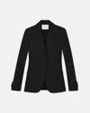 Lafayette 148 Petite Crepe Fitted Single Button Blazer In Black