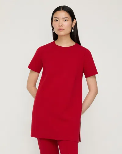 Lafayette 148 Petite Crepe Knit Short Sleeve Tunic Sweater