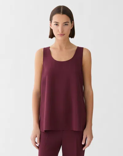 Lafayette 148 Petite Crepe Sleeveless Tank Blouse In Burgundy