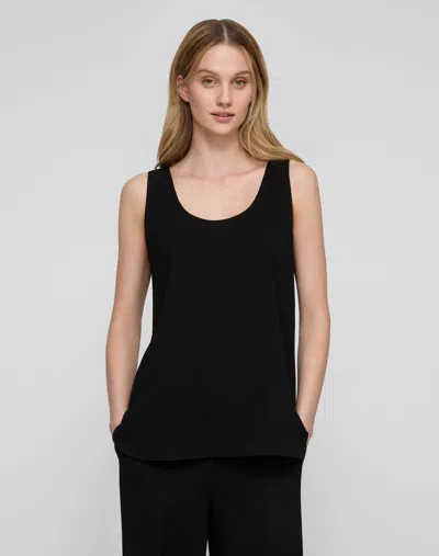 Lafayette 148 Petite Crepe Sleeveless Tank Blouse In Black