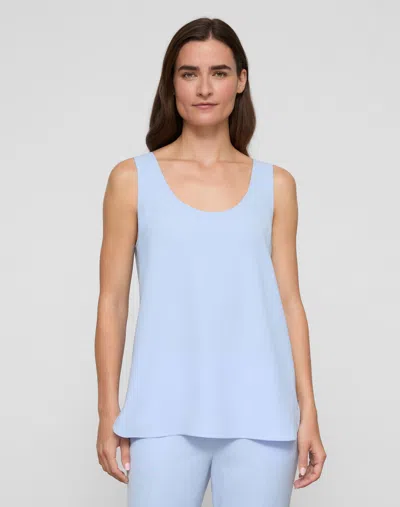 Lafayette 148 Petite Crepe Sleeveless Tank Blouse In Blue