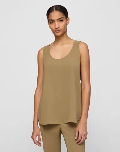 Lafayette 148 Petite Crepe Sleeveless Tank Blouse In Green