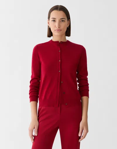 Lafayette 148 Petite Fine Cashmere Cardigan Sweater In Red